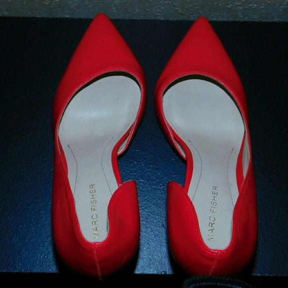 Marc Fisher Red-orange Heels - Picture 2 of 7